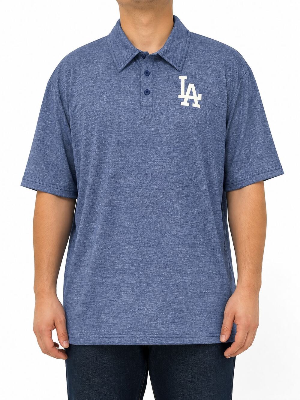 Majestic Men's LA Dodgers Heather Royal Blue Polo Shirt 2XL XXL NWT Big & Tall